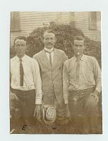  From left to right, Earl Mosaly (1887-1974), Charles Mosaly (1885-1948), and unknown. These were sons of Sylvester Mosaly and Nancy Caroline (Aunt Puss) Speed.